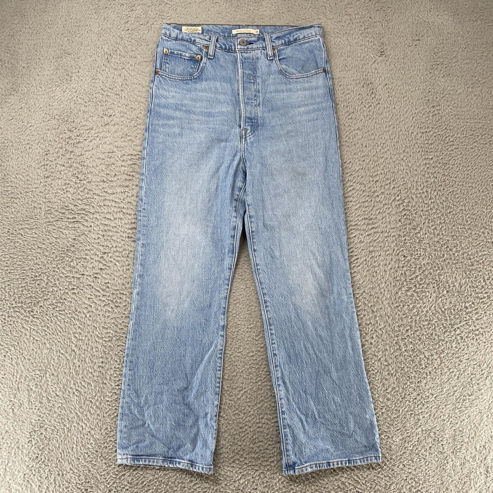 Levis Ribcage Crop Boot Jeans Womens 30 Light Wash High Rise Button Fly Bootcut